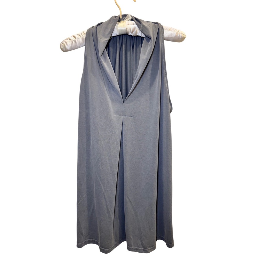 Green Envelope Los Angeles Womens Sleeveless V-Neck Pleated Blouse Gray Large